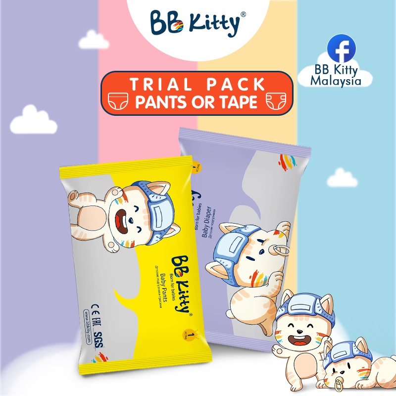 BB Kitty Super Premuim Baby Diapers TAPE / Pants 1 pcs trial pack ...