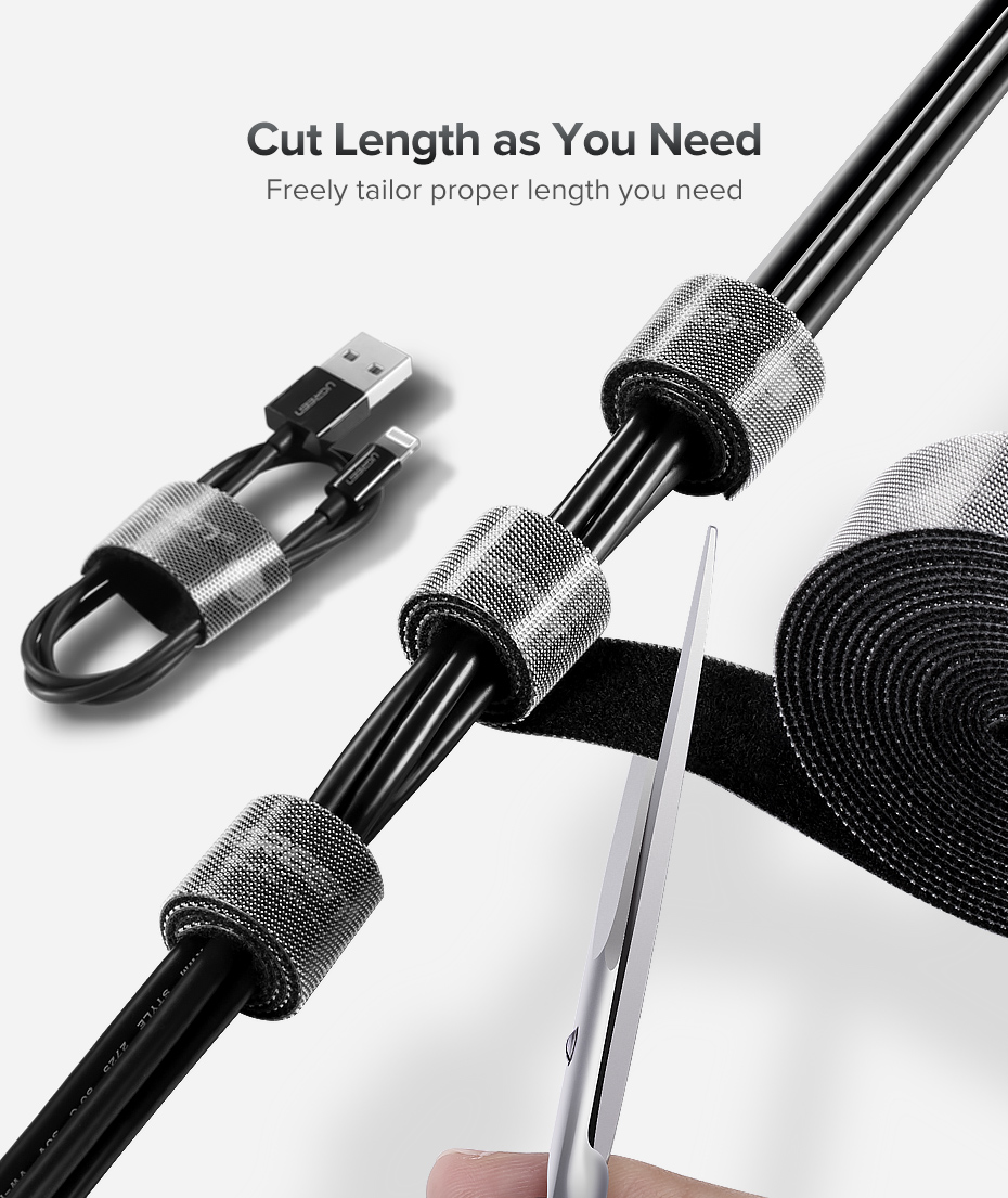 UGREEN 1M 3M 5M Cable Ties Reusable Cable Straps Hook and Loop Cord