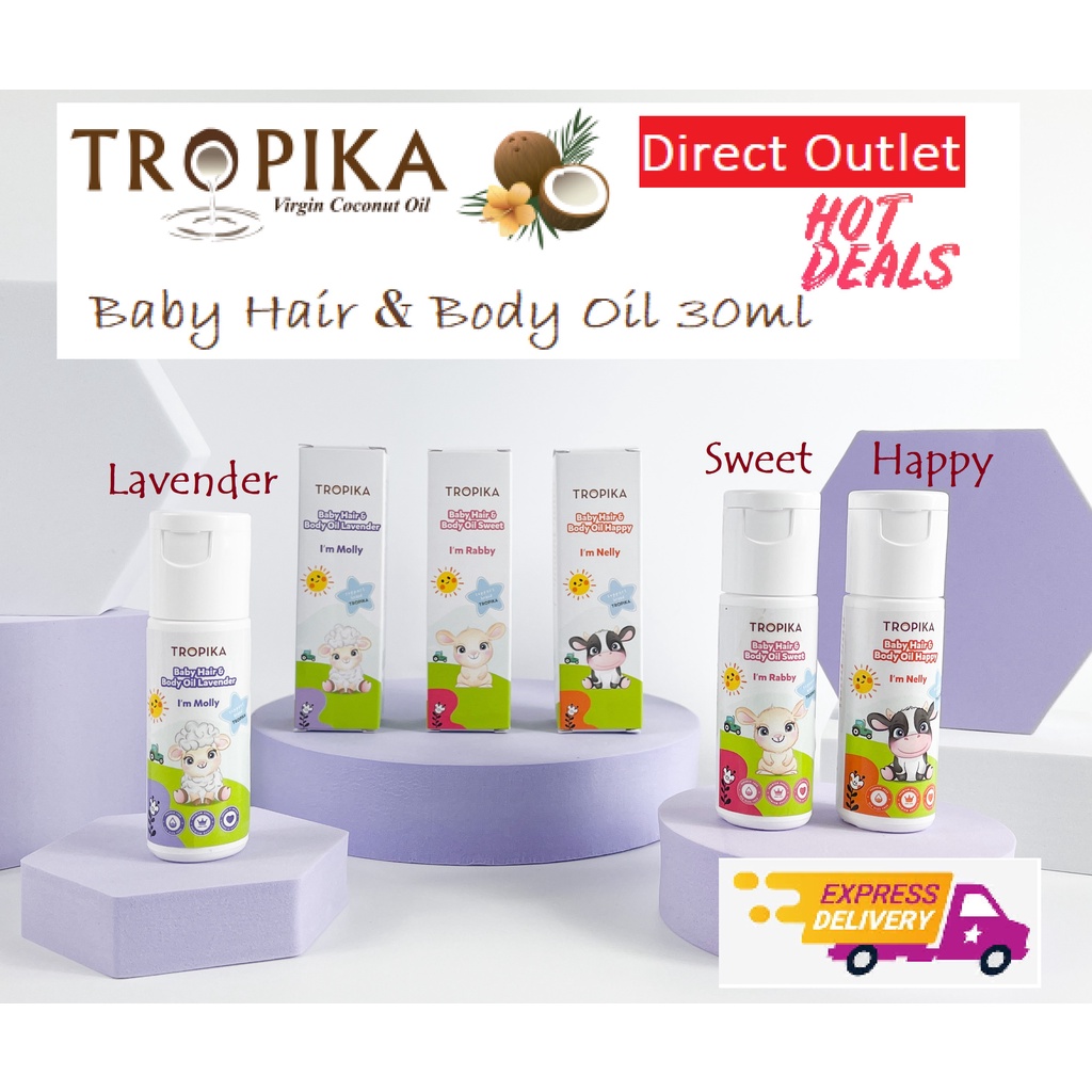 TROPIKA Baby Hair and Body Oil l Lavender l Sweet Rose l Happy l Minyak Rambut & Kulit Bayi