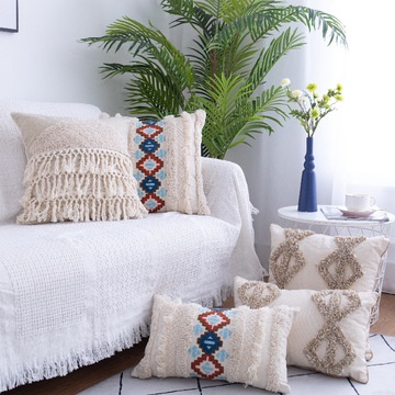 Cushions Cover Square Boho Knitting Cover Pillow Cushion Cover Cotton Decorative Pillow Cover Sofa Pillowcase Beige Pillowcase Homeliving Shopee Malaysia