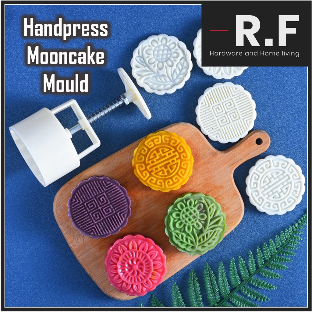 Mooncake Handpress Biscuit Mould flower stamps 125g/100g/75g/50g Designs Dessert Acuan Kuih 手压式 月饼 模具 花型 圆形 方形 梅花 卡通 爱心