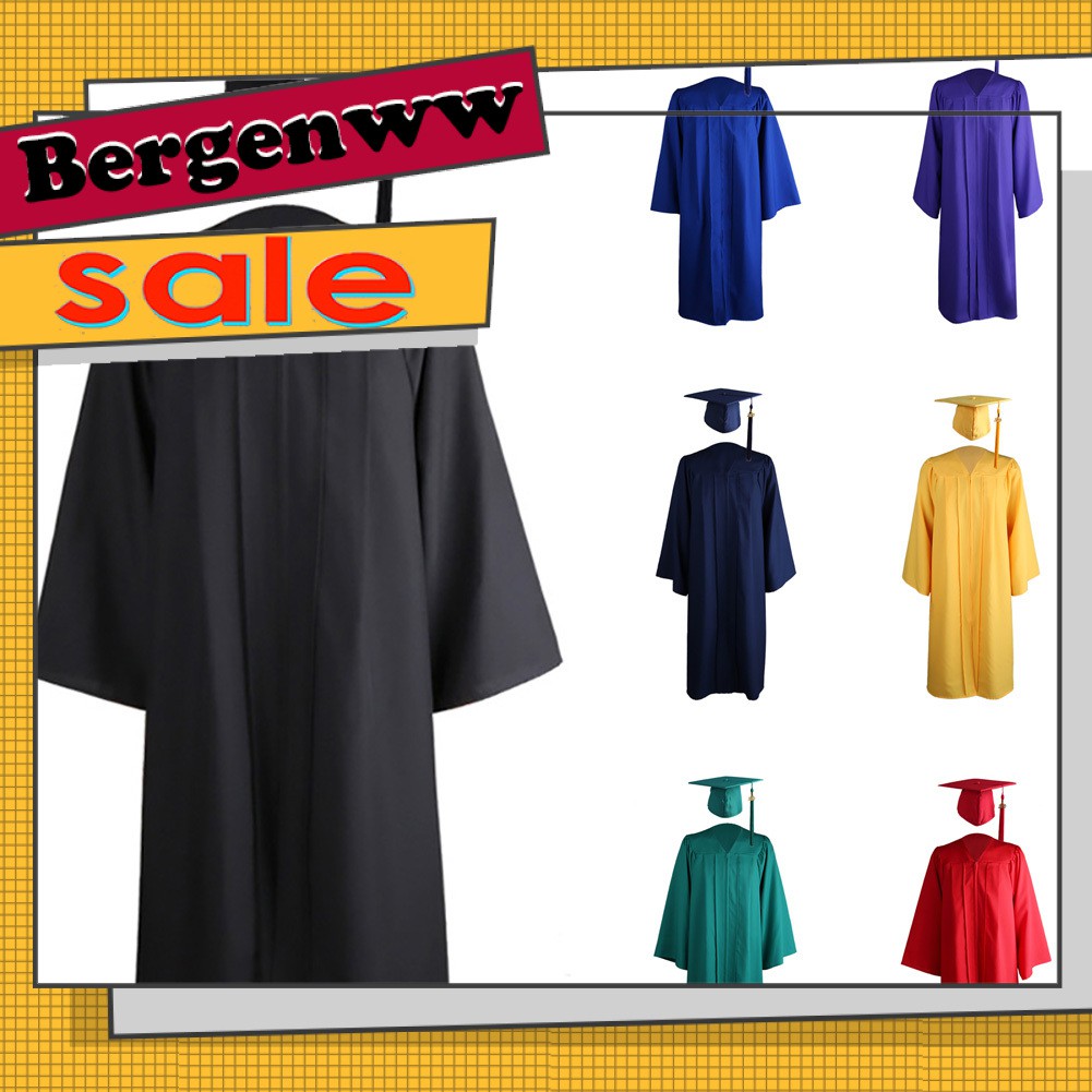 [BergenWW] 2024 Adult Zip Closure University Academic Graduation Gown Robe Mortarboard Cap