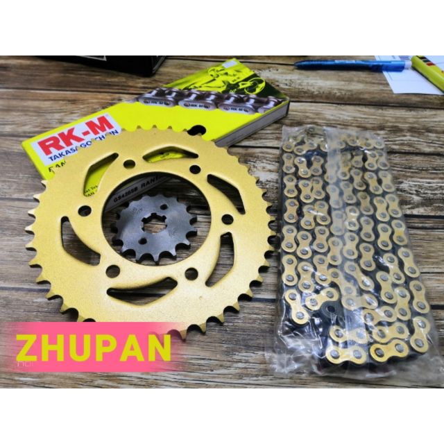 Y15/FZ150 428 Set Sprocket& Gold RKM gold chian Y15zr v1/ Y15zr V2