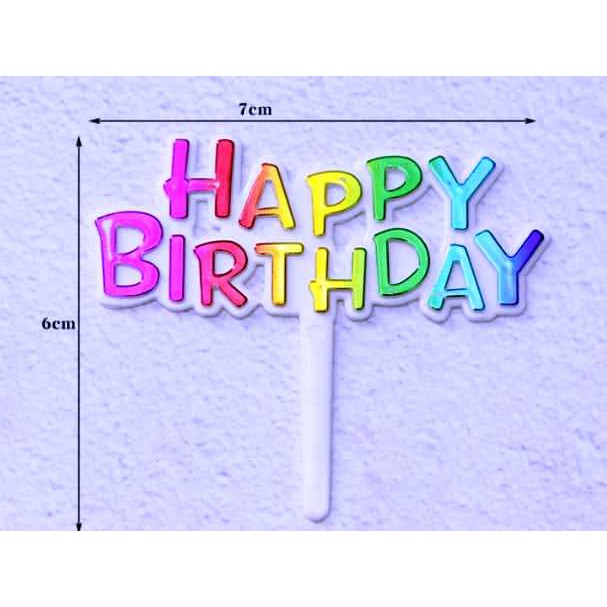 Ready Stock 25pcs Rainbow/Square Gold Color/ Gold Color Happy Birthday Cake Tag/ Stick/ Topper