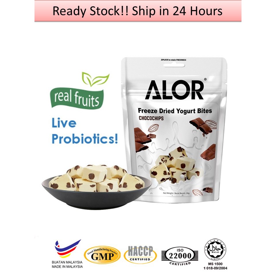 (Ready Stock) Alor Freeze Dried Yogurt bites Chocochips 30g Shopee