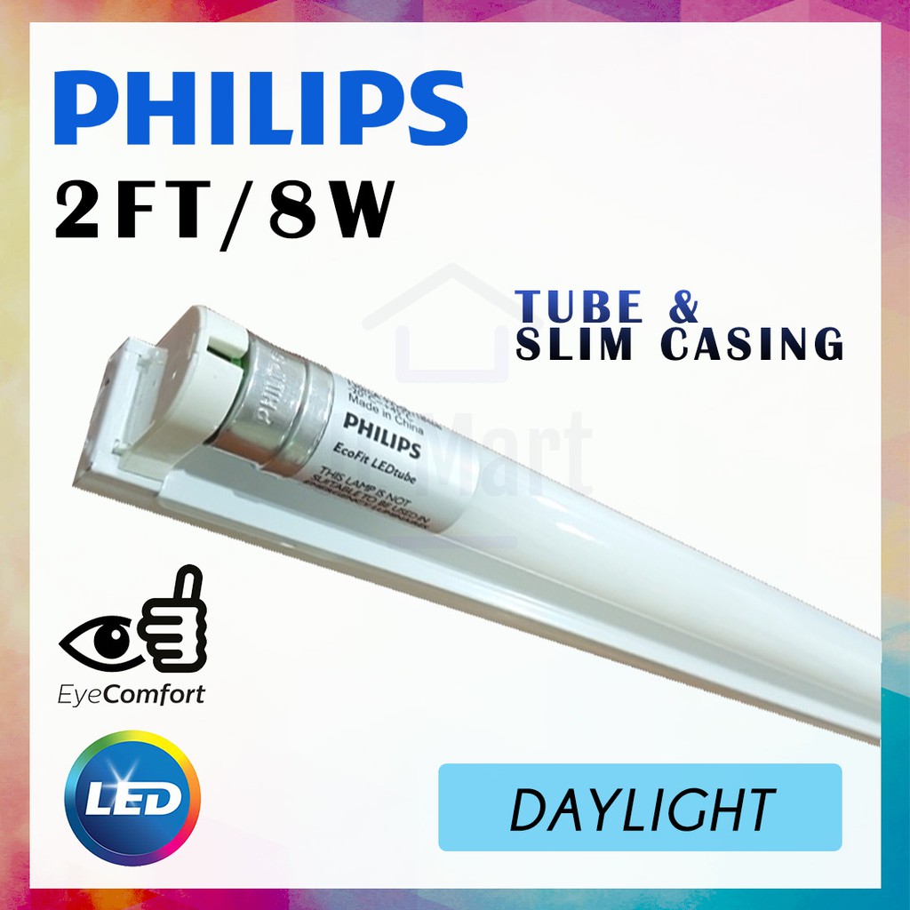 Philips 2ft 8w Ecofit T8 Glass Led Tube C W Slim Casing Lampu Pendek Led Lampu Kalimantang Lampu Siling Shopee Malaysia