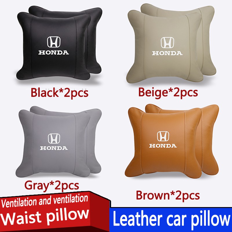 2021【2pcs】Honda City Insight Civic Accord Odyssey H CR-V neck pillow automobile headrest real leather cowhide Accessorie