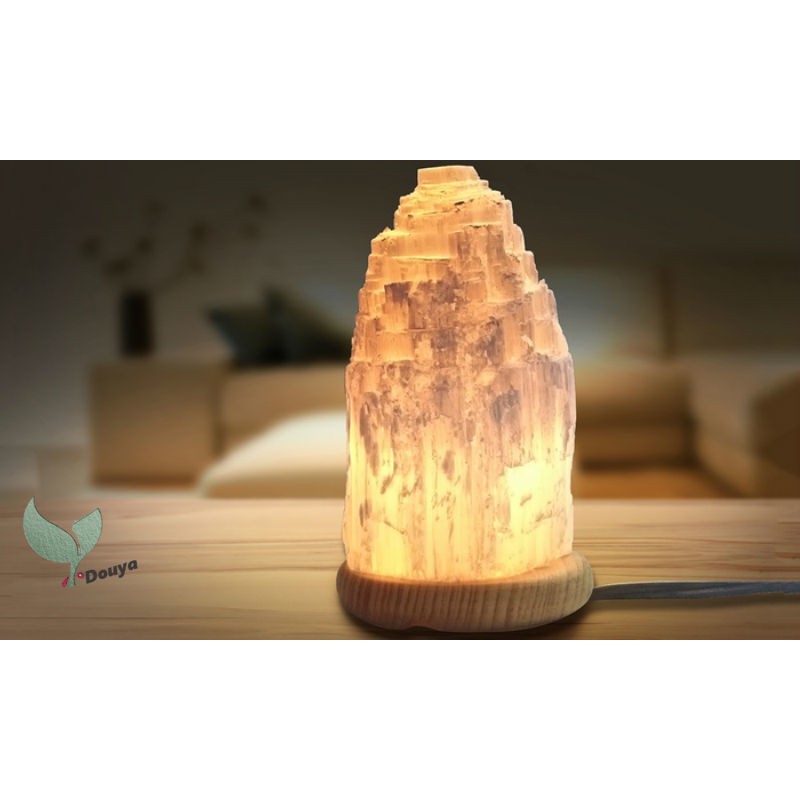 Natural Selenite Lamp Yellow Gemstones Ice Berg Hand Carved Lamp table lamp