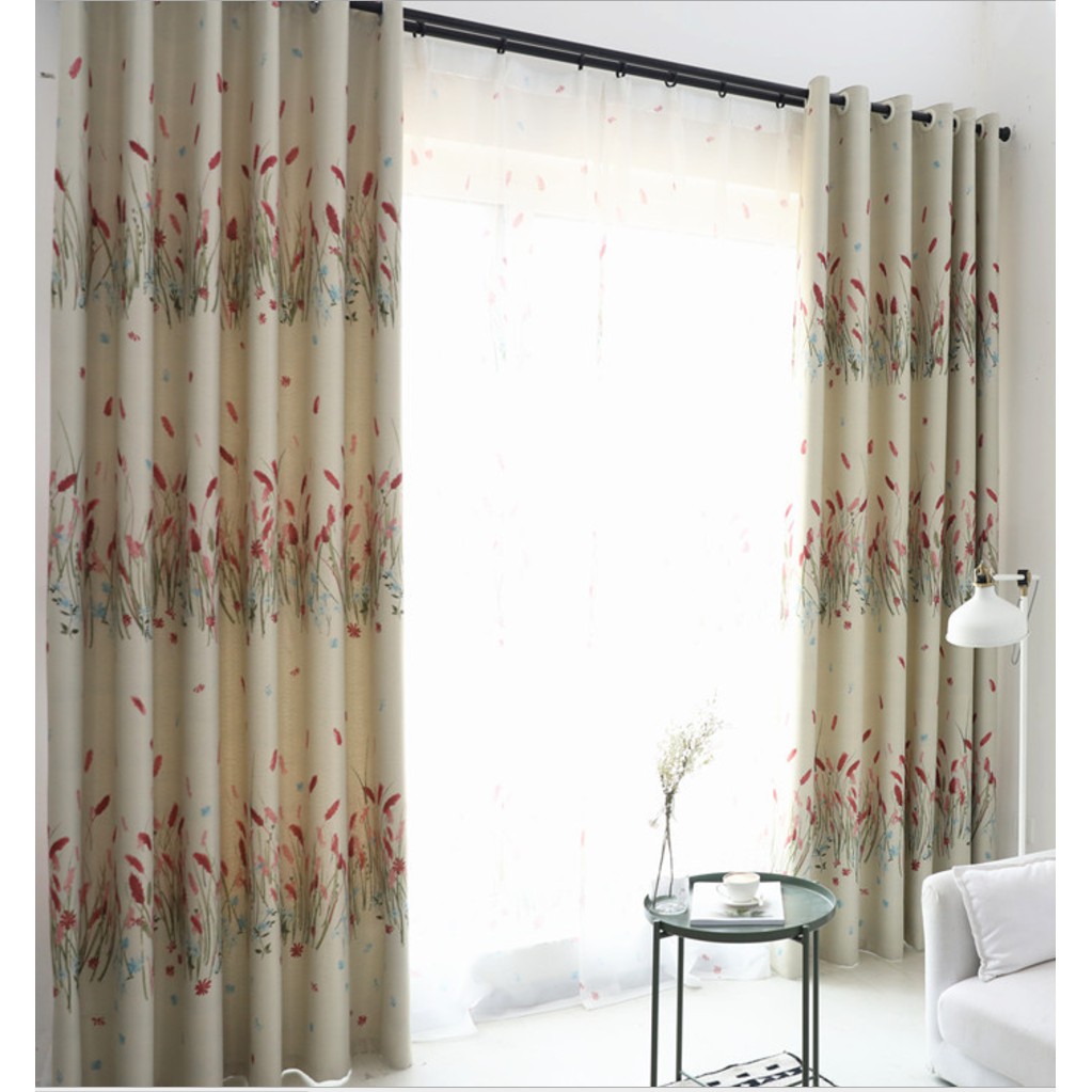New Black Out Curtains For Window Drape Korean Style Printed Shade