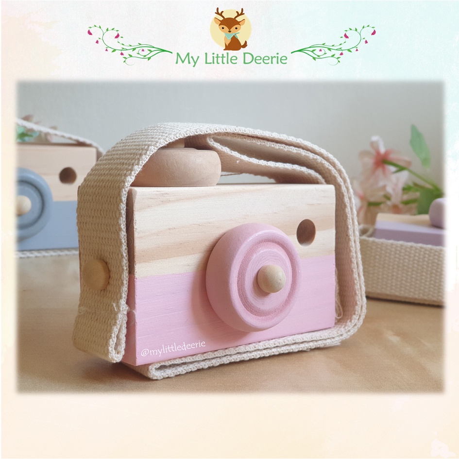 Wooden Cute Camera Toy Children Kids Photo Prop Room Decoration