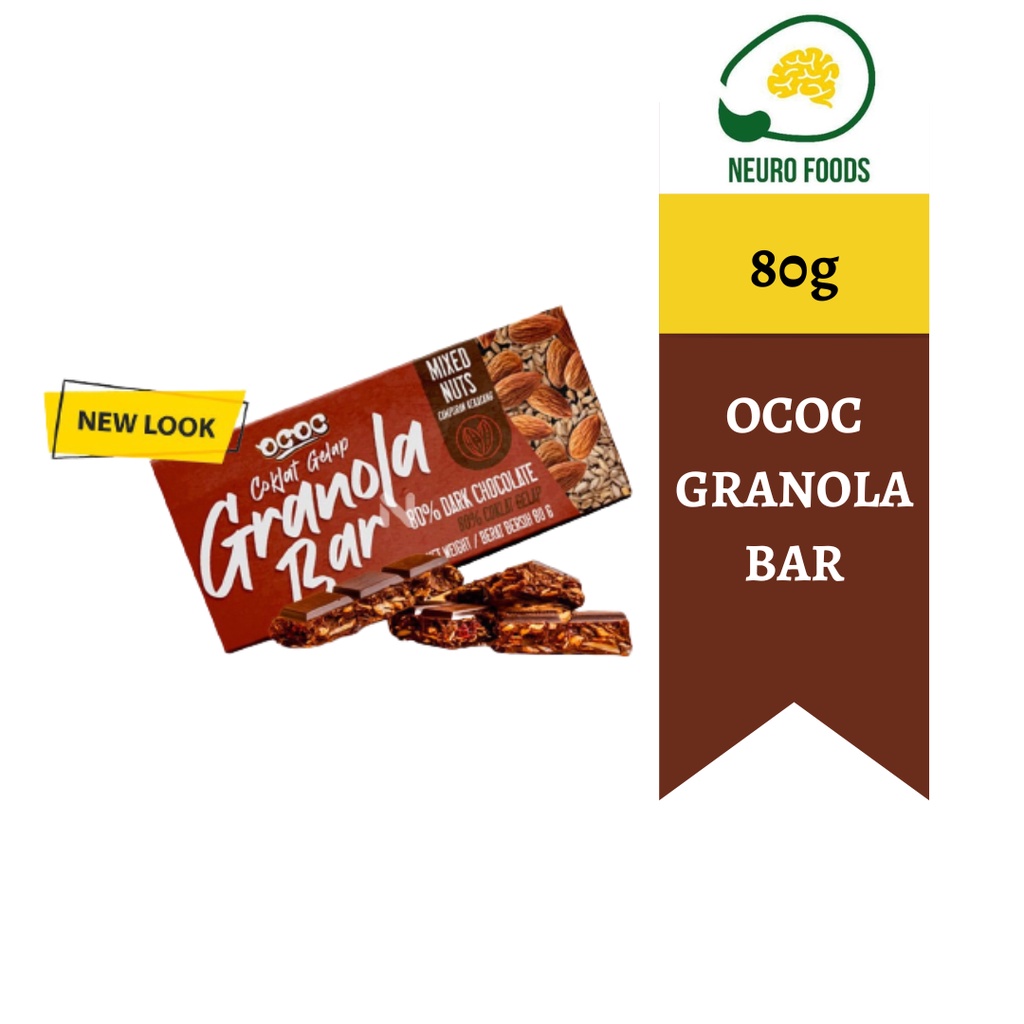 OCOC Granola Bar 80 Chocolate Bar New Packaging ococ Dr Rizal Dark