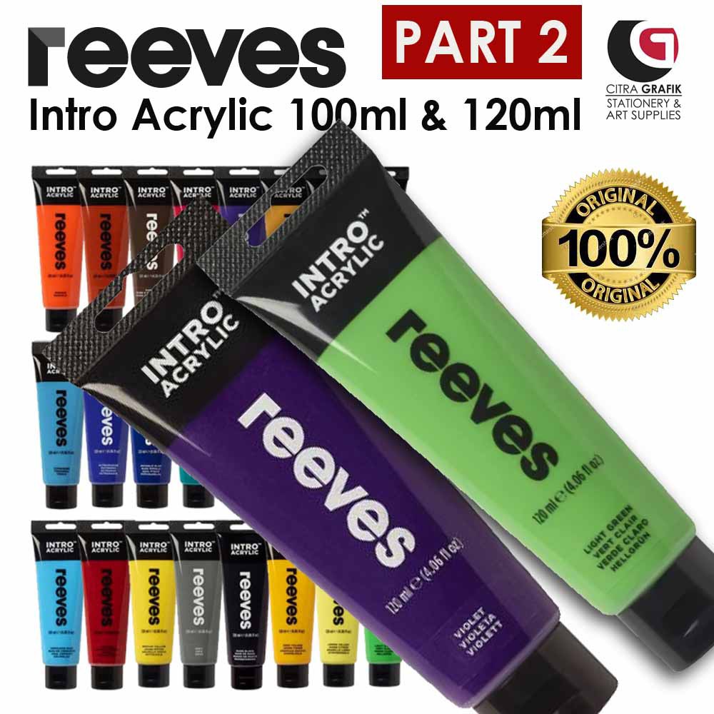Reeves Intro Acrylic Colour 100ml &120ml Tube Color Chart, Reeves
