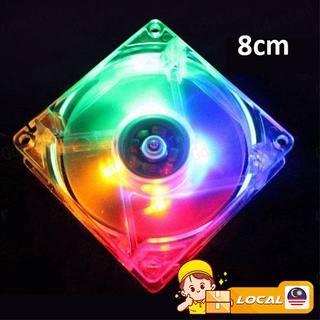 80x80x25mm Colorful Quad 4-LED Light Neon Clear 80mm PC Computer S2A1 Fan Size