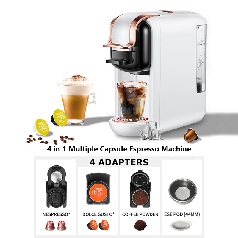 Suitable for Large/Small Coffee Capsules Stainless Steel 19 bar Tea Capsules and Coffee Powder Homever 4 in 1 Multi Capsule Coffee Machine Ideal for Travel and at Home Coffee Machine 
