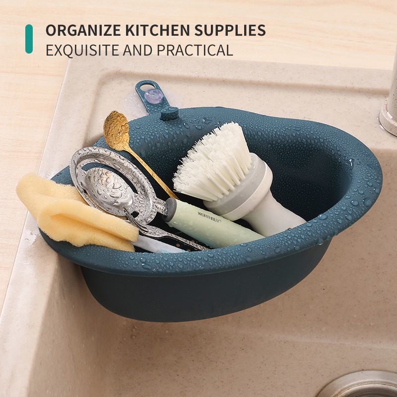 Kitchen drain basket triangle kitchen waste leaking basket sink side