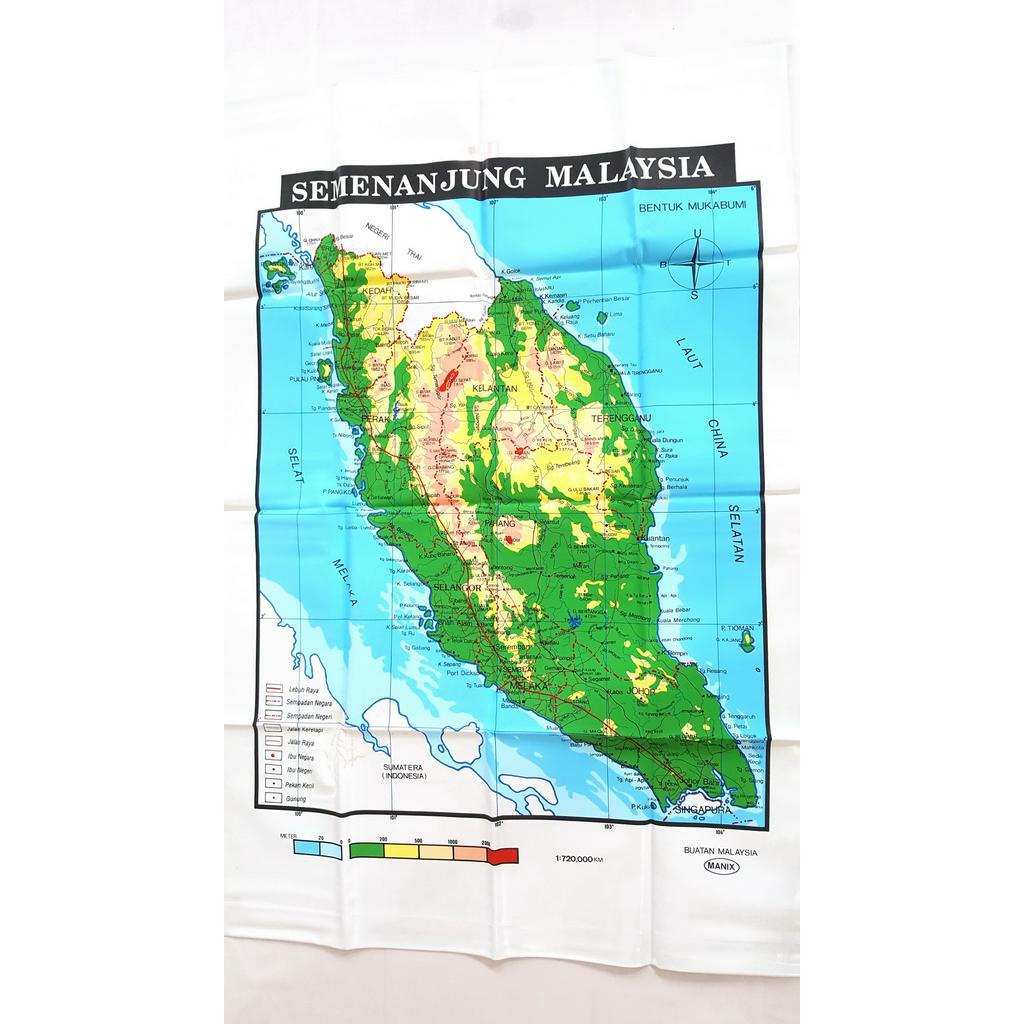 MANIX EDUCATION CHART (COLOUR)- SEMENANJUNG MALAYSIA PHYSICAL MAP (CODE 811) x 1pc