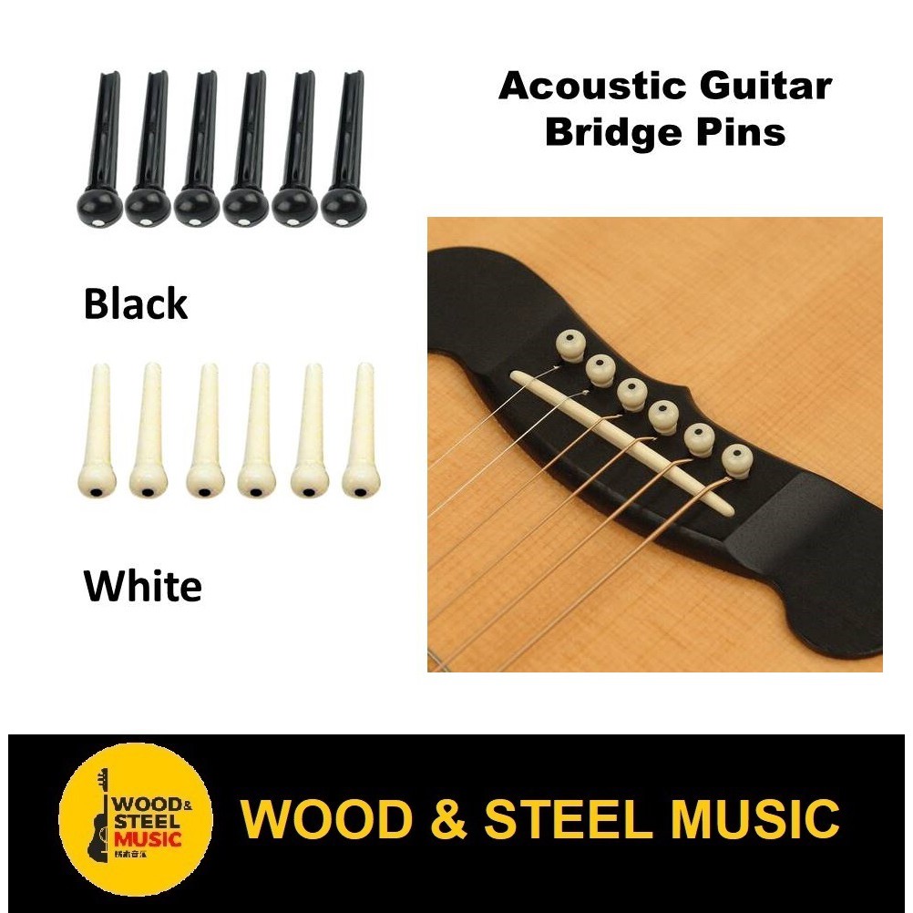 Acoustic Guitar Bridge End Pin Black / White ( Set of 6 pins) Shopee