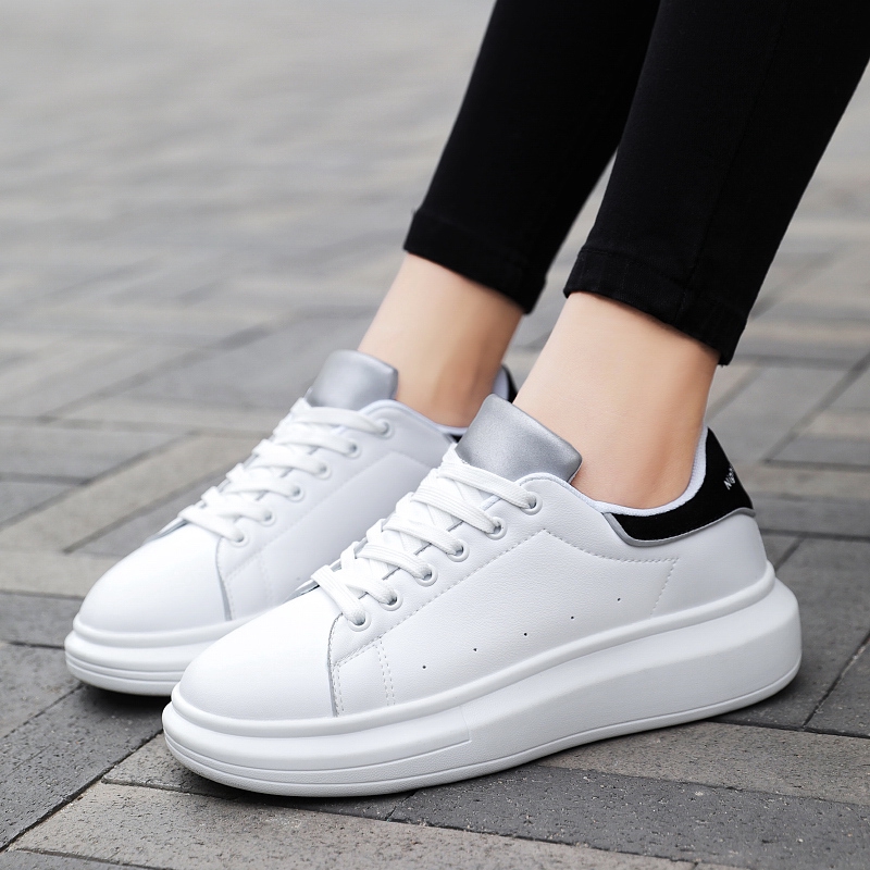 womens white leather platform trainers