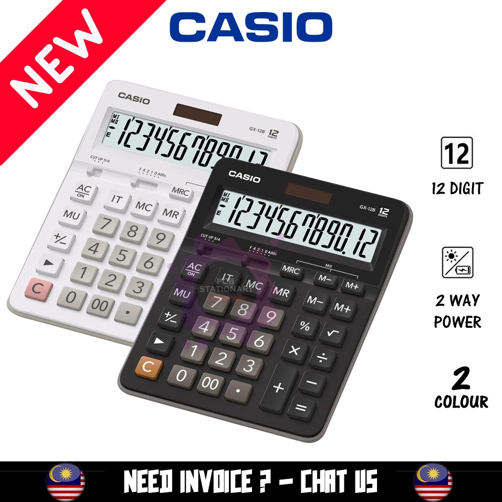 Casio GX12B 12Digit Calculator / Kalkulator Mesin Kira Battery