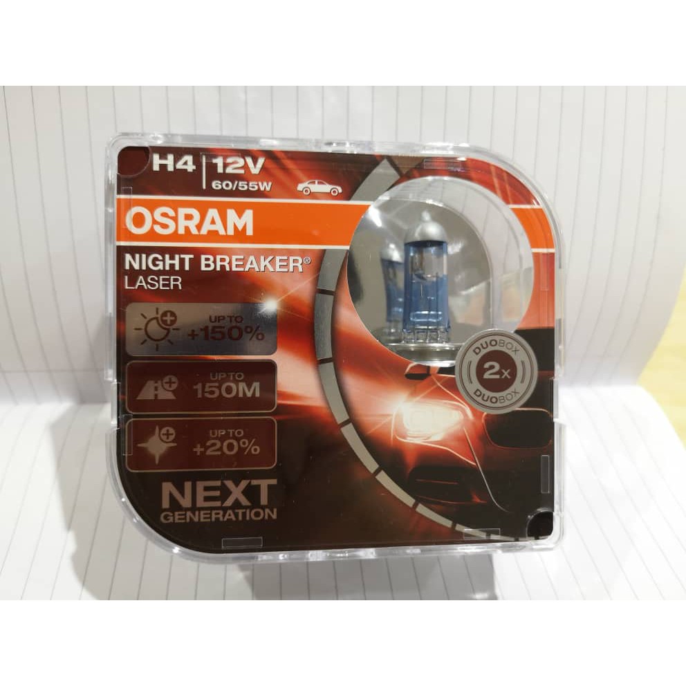 Original Osram Night Breaker Laser H4 +150% Brightness (2nd Generation ...