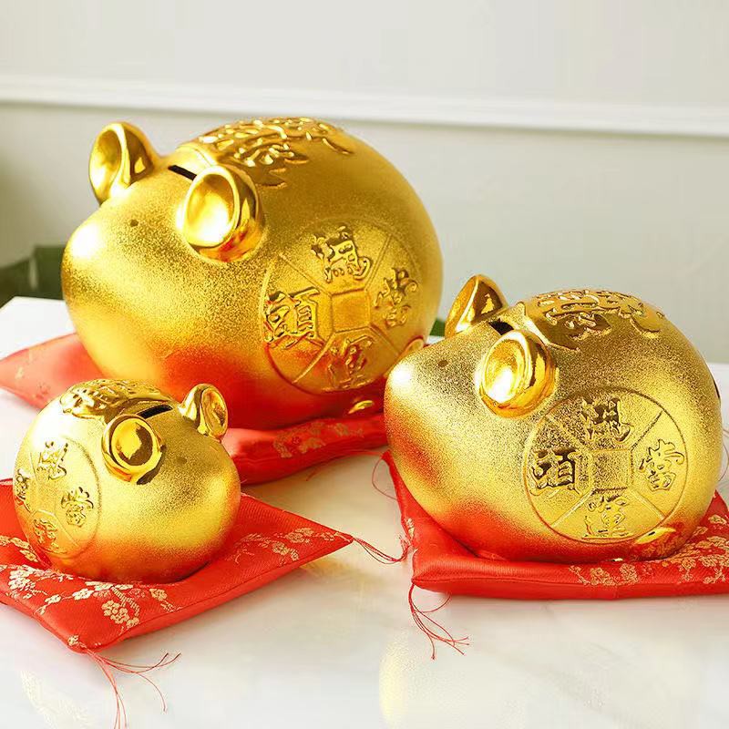 235 Chinese New Year Decoration Golden Mouse Piggy Bank Mascot Of
