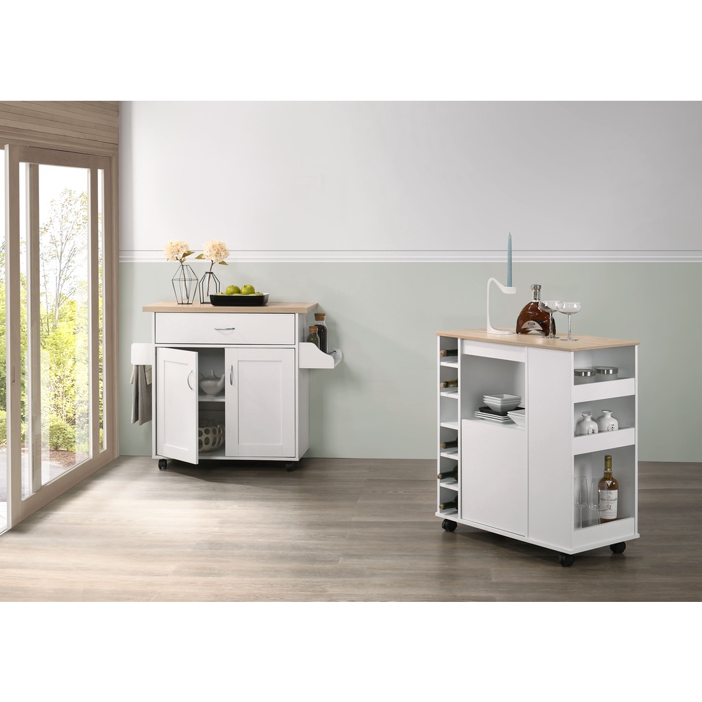 UNITI Kitchen Trolley With Castor - White dapur kabinet murah microwave table with castro roller 2 door 2 tier 2 pintu