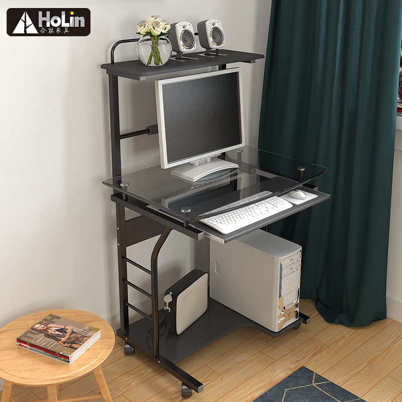 Black Home Office Mobile Computer Workstation Desk For Small