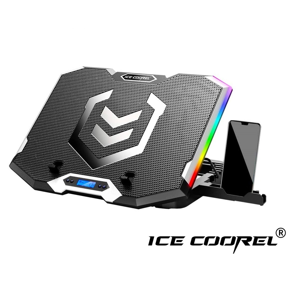 ICE COOREL K7 RGB Gaming Laptop Cooler Pad USB Phone Holder Adjustable