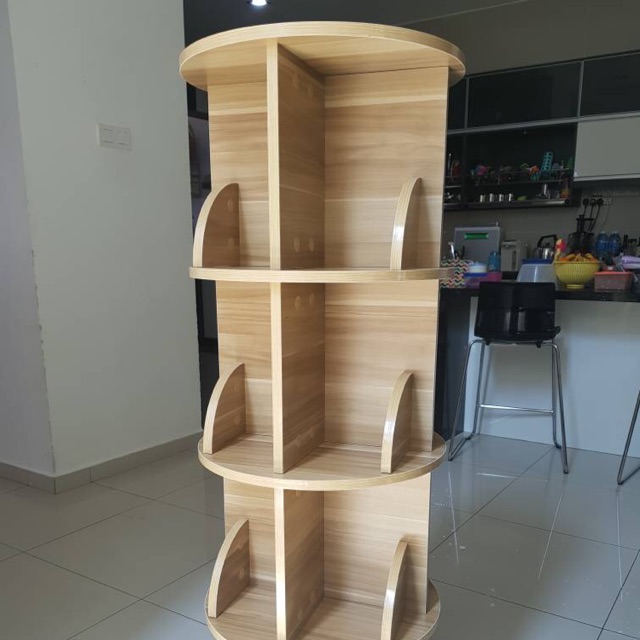 360 Rotating Book Shelf 4 Tiers Shopee Malaysia