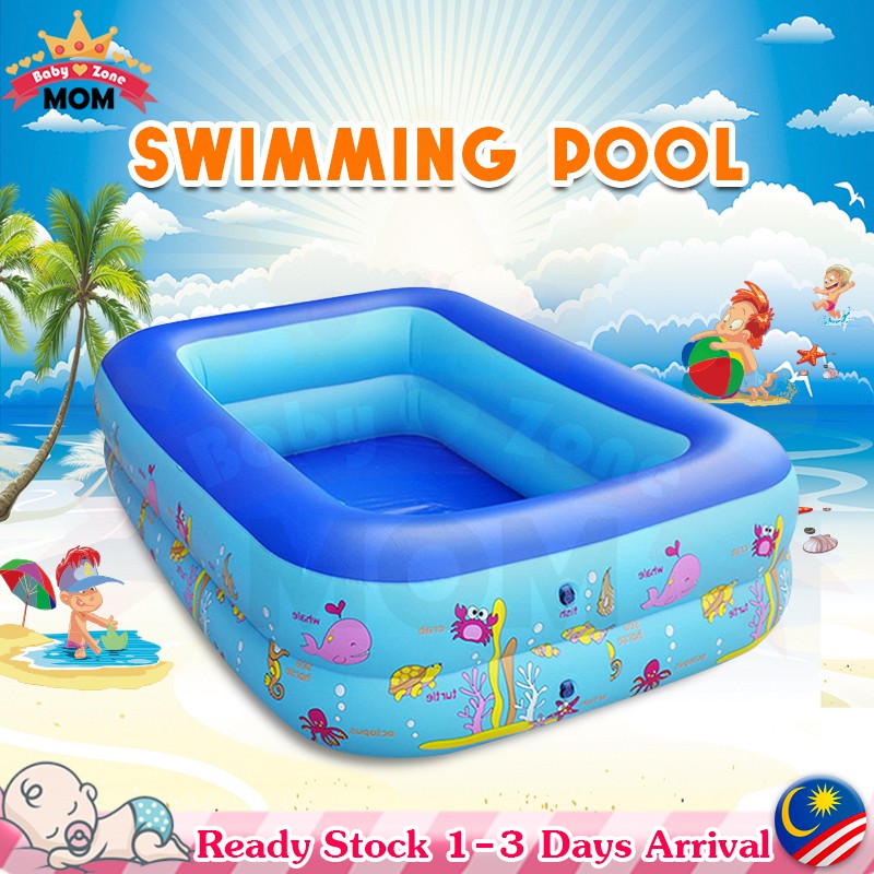 Inflatable Swimming Pool 1.2m/2.1m Family Safety Pump Baby Outdoor ...