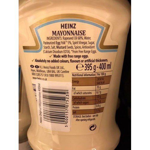 Hot Sale Uk Heinz Seriously Good Mayonnaise 400ml Halal Shopee Malaysia