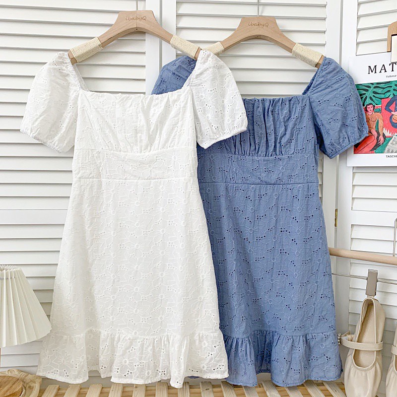 Shereen Puff Sleeve Eyelet Ruffle Dress