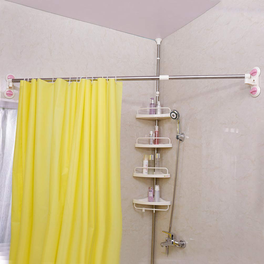 126 206cm Expandable Bathroom Shower Curtain Rod Suction Cups