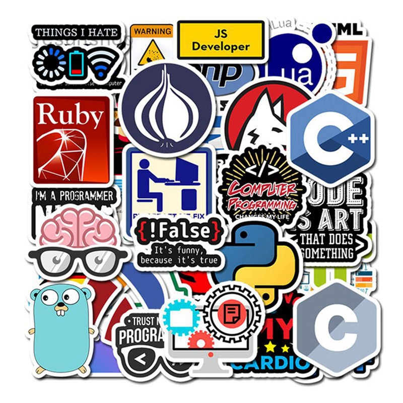 50x Developer Programming Sticker Java Php Linux Ubuntu Geek For Laptop. 