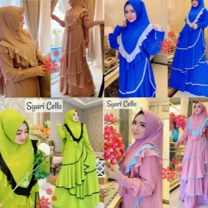 Ready Stock Cello Syari set Jubah + Khimar 2 Layer