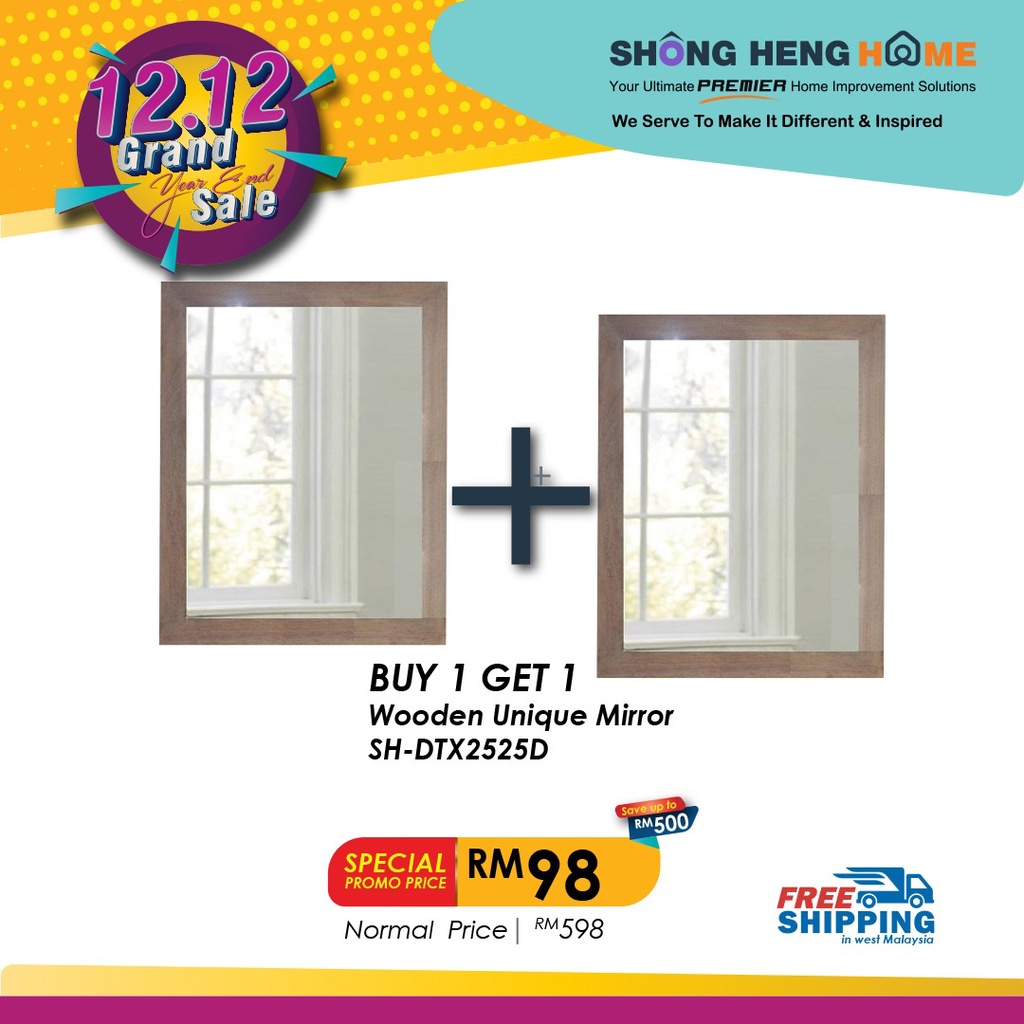 [12.12 SALE] Solid Wood Frame Mirror SH DTX2525D