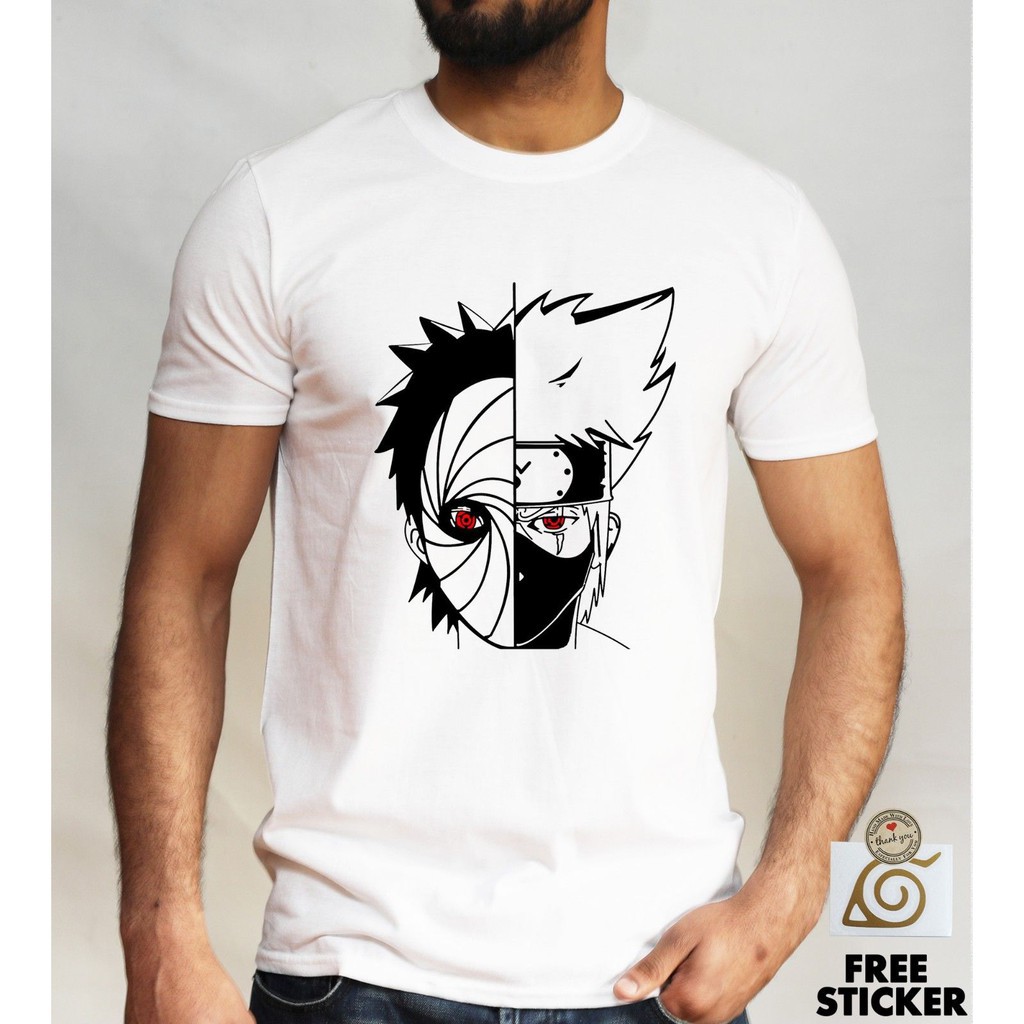 Naruto Kakashi vs Obito cool summer white Tshirt men ...