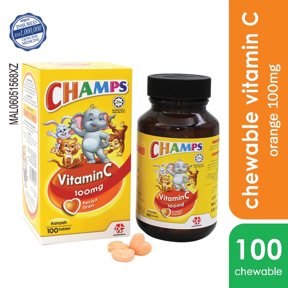 Champs Vitamin C 100mg Chewable Tablets - Orange (100's) | Shopee Malaysia