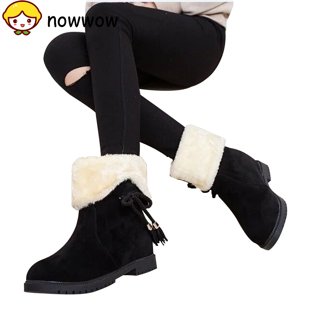 Charm Foot Fashion Womens Platform Low Heel High Top Snow Boots Winter Boots