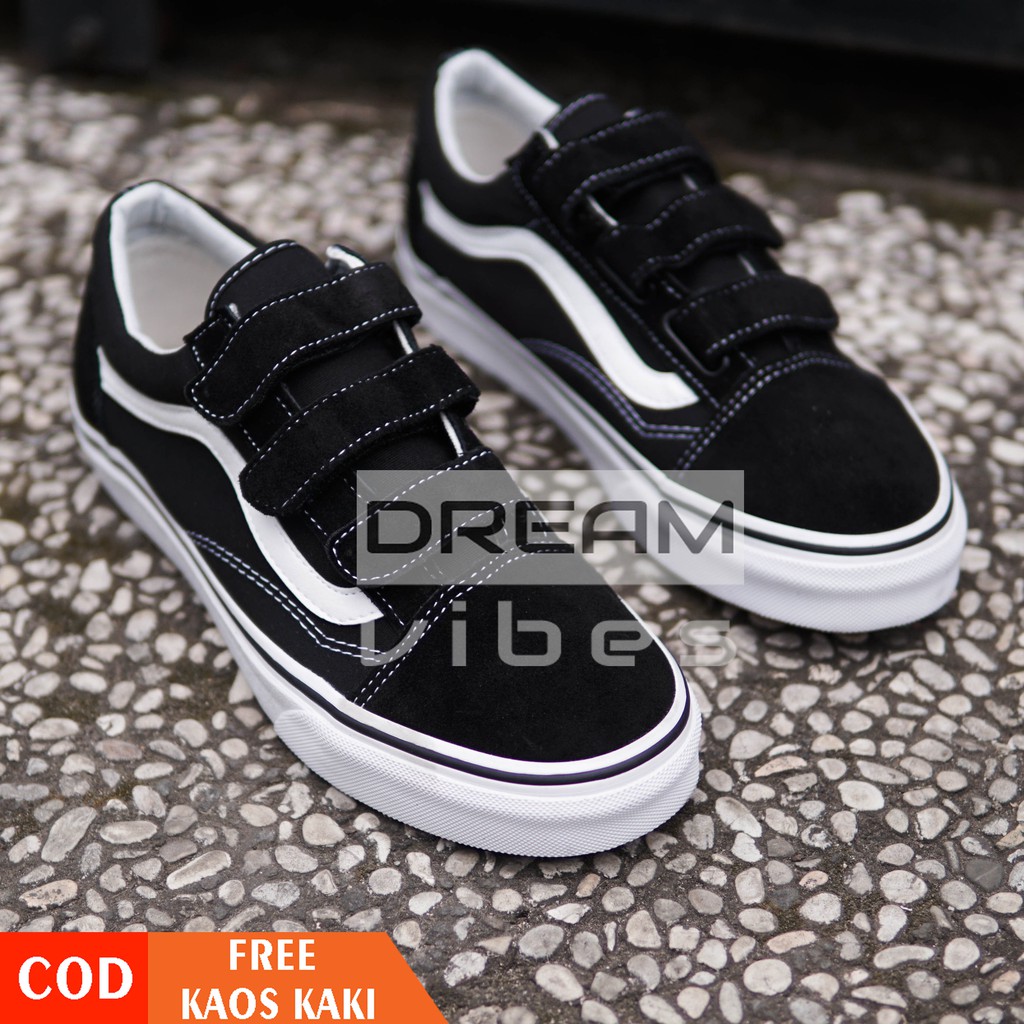 black and white vans velcro