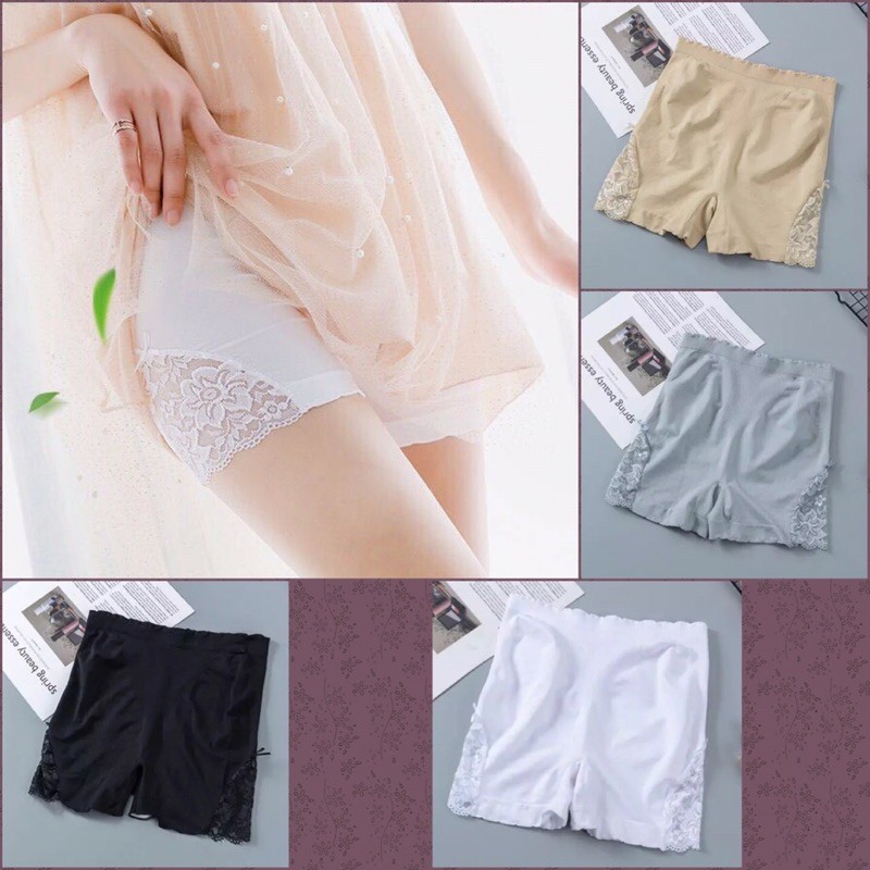 Ready Stock2in1 Women Safety Panties Lace Butt Lift Panties 40-75kg