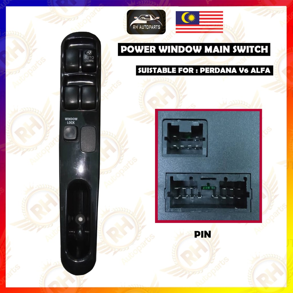 PW547833 Proton Perdana V6 Alfa Power Window Main Switch With Cover Master Switch Suis Driver