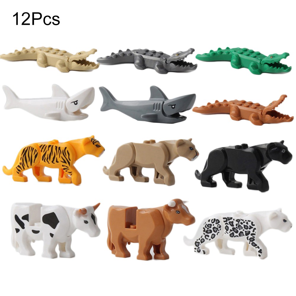Crocodile Tiger Cow Buildable Model kids Animal Building Block Fit Lego/Decor Je 