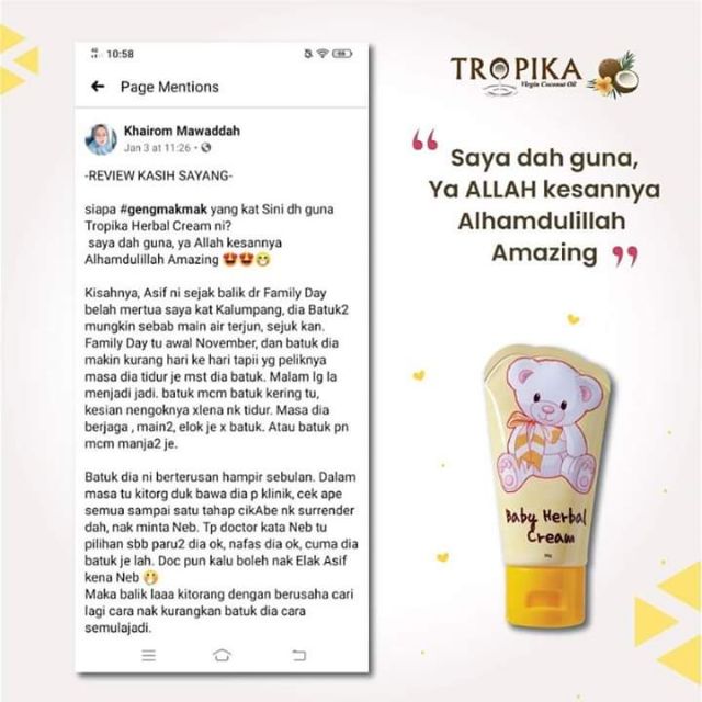 Tropika Baby Herbal Cream 50 Gram New Packaging Marissa Shoppe