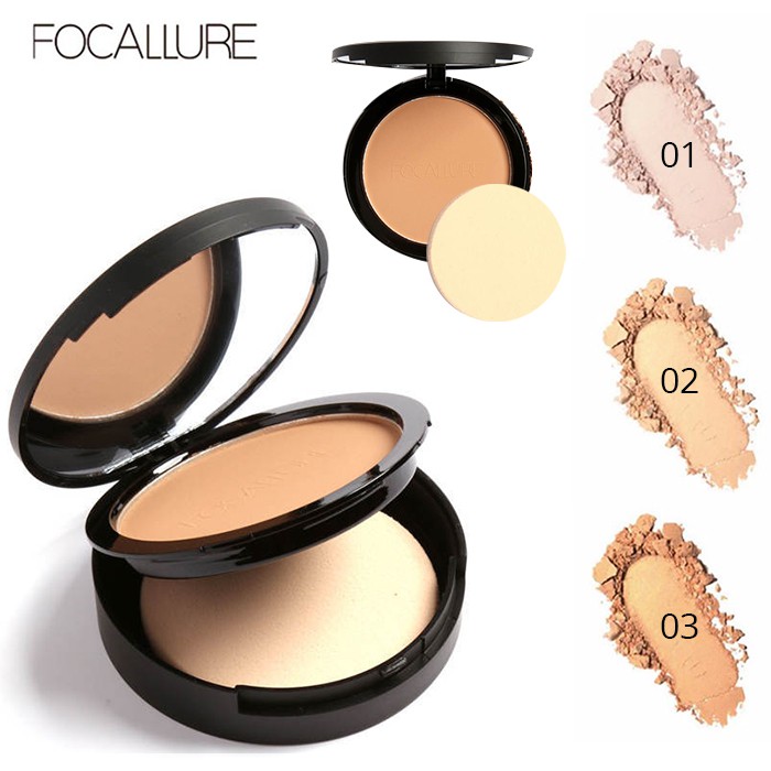 FOCALLURE Face Pressed Powder Compact Puff Make Up | Shopee Malaysia