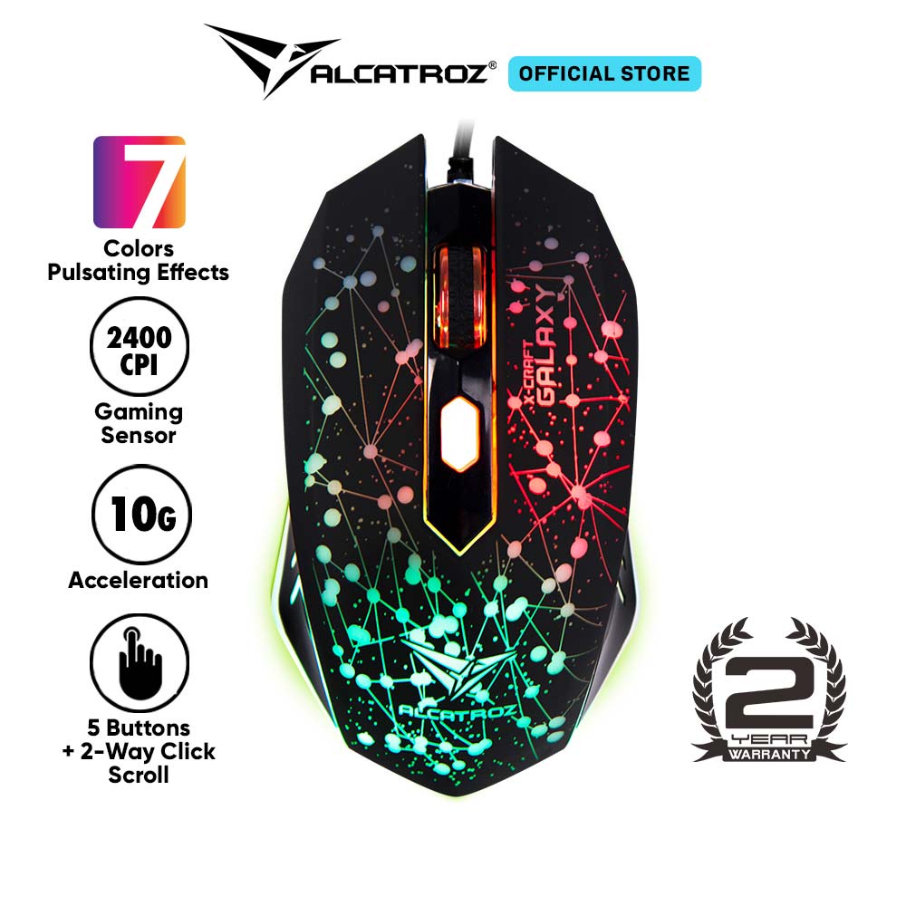 Alcatroz X-Craft Classic Gaming Mouse (2400 CPI) 4 Button - 2 Years Warranty