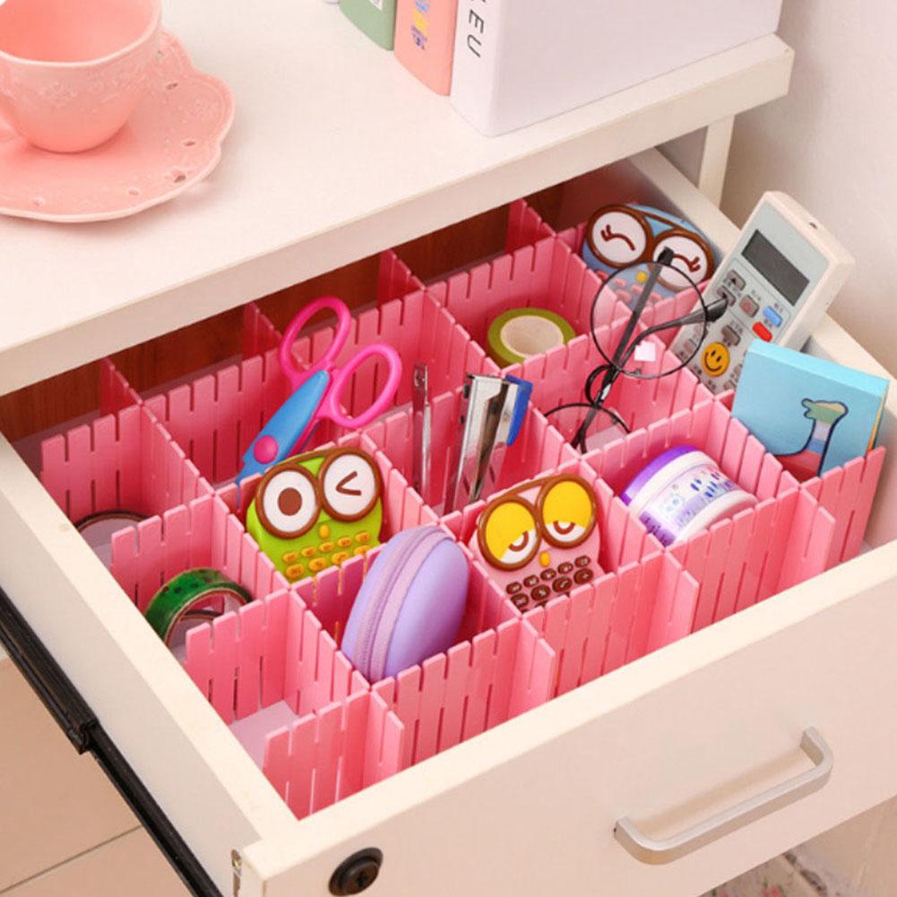 4pcs Diy Plastic Drawer Organizer Adjustable Drawer Dividers