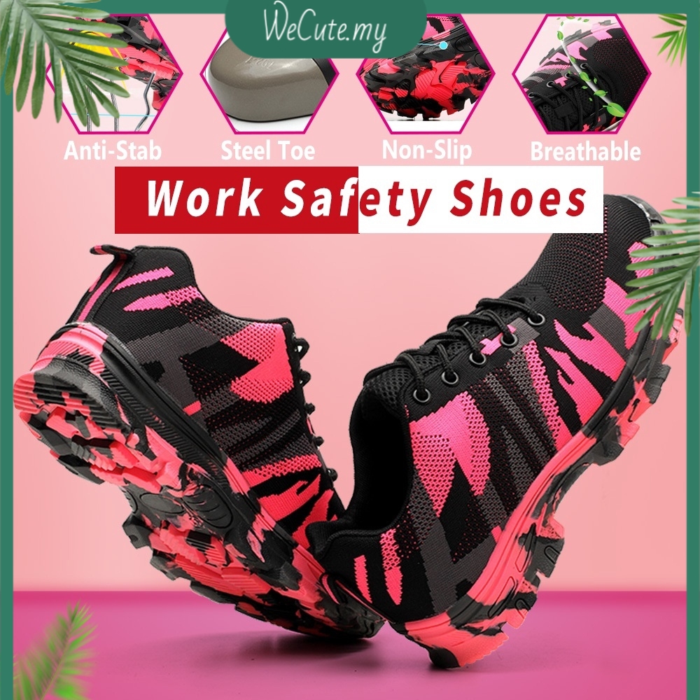pink construction boots