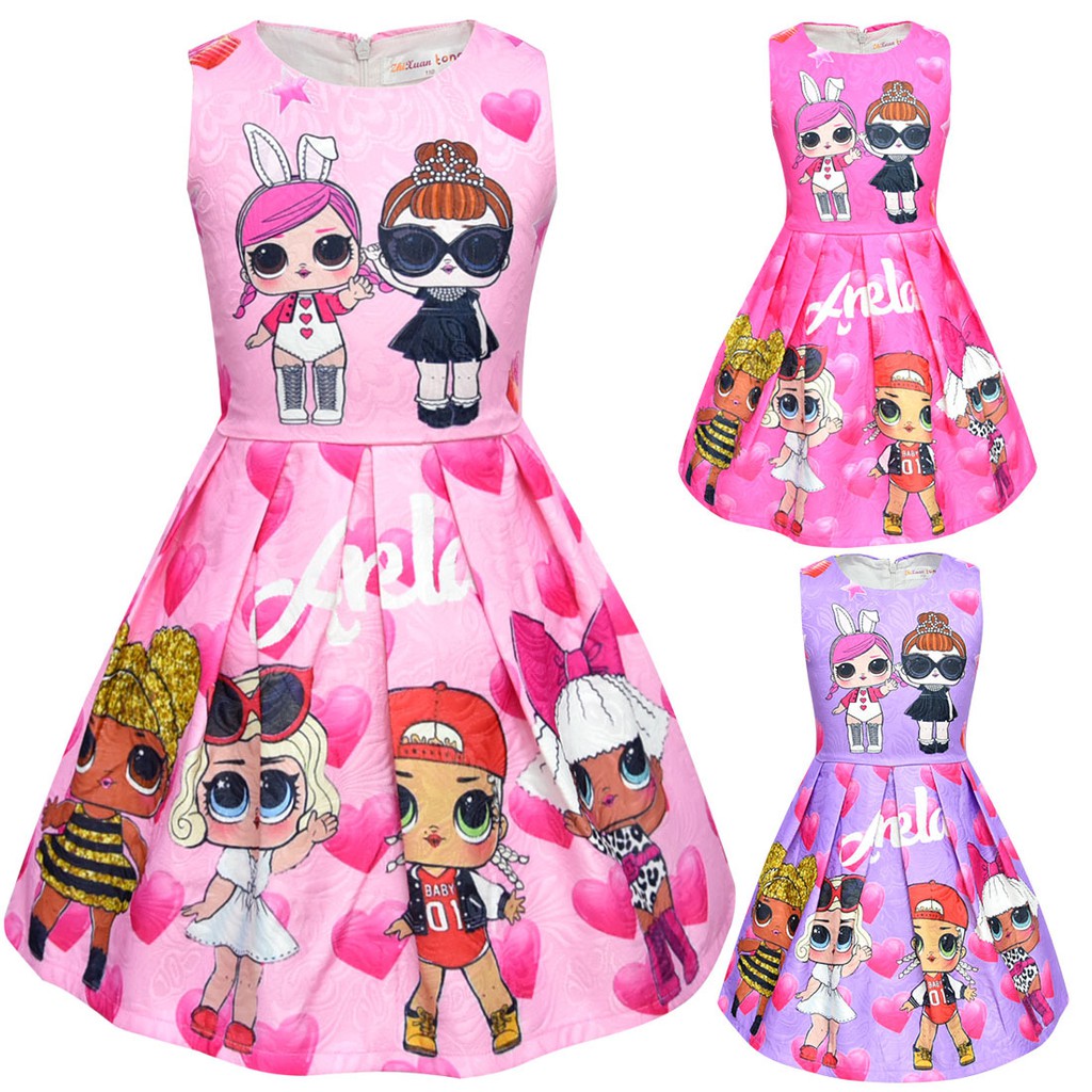 Summer Girls LOL Surprised Doll Dress Cartoon Party Birthday Sleeveless  Dresses Kids Baby Princess Cloth | Shopee Malaysia