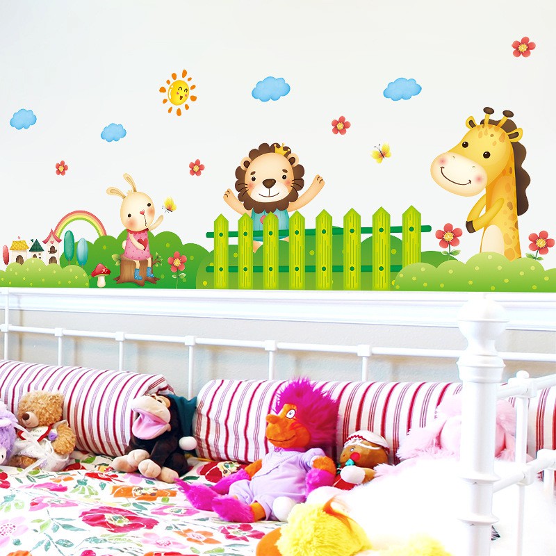 Cartoon Animal Baby Room Wall Paper Removable Wall Sticker Kids Room Decor  kindergarten decor Hiasan tadika | Shopee Malaysia